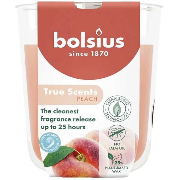 Аромасвеча в стакане Bolsius True Scents 8x7,3 см Peach