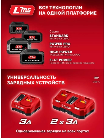 Аккумулятор ЗУБР, 20 В, 4.0 А·ч, LMS (АКБ-20-4)