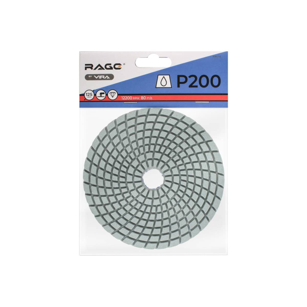 Круг алмазный гибкий шлифовальный  Р200 125мм мокрое шлифование RAGE by VIRA