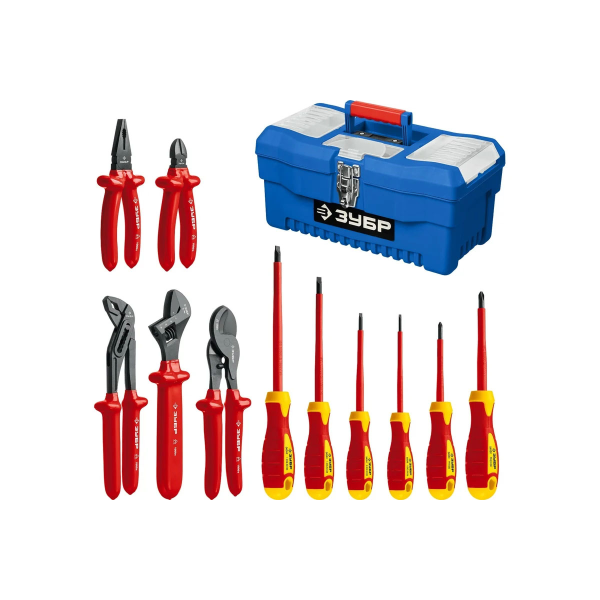 Набор: Губцевый инструмент, диэлектрический, высоковольтный до ~1000В, маслобензостойкая рукоятка, 1