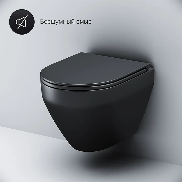 Унитаз подвесной AM.PM C701700MBSC Spirit V2.0  FlashClean с сиденьем микролифт, черн мат,