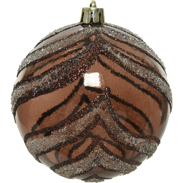 Шар елочный 8 см коричневый с сахарной отделкой 029305 Kmg