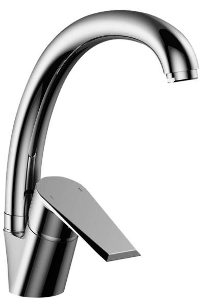 Смеситель д/к Rossinka RS28-23 высокий гусак "Р"