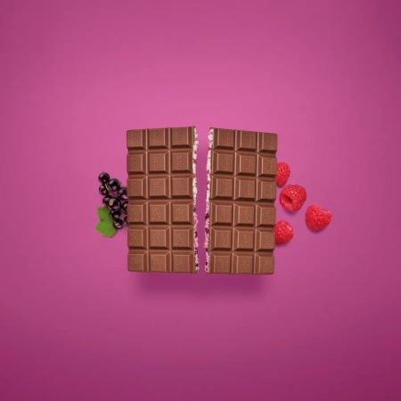 Ritter Sport Шоколад молочный DUO яркая смородина и нежная малина 218г