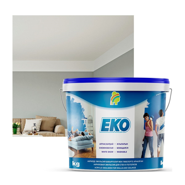Краска "EKO" для стен и потолков моющаяся акриловая 7 кг Краска "EKO" для стен и потолков моющаяся акриловая 7 кг