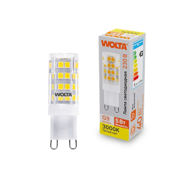 Лампа светодиодная WOLTA WSTD-JCD-5W3KG9-C (керамика) "Капсульная" JCD 5Вт 460лм 3000K G9 1/10/100/1