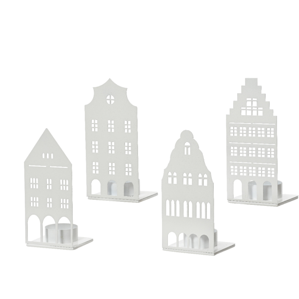 Подсвечник новогодний для чайной свечи Kaemingk Домики 4 вида в ассортименте 6х7х15 см 386829