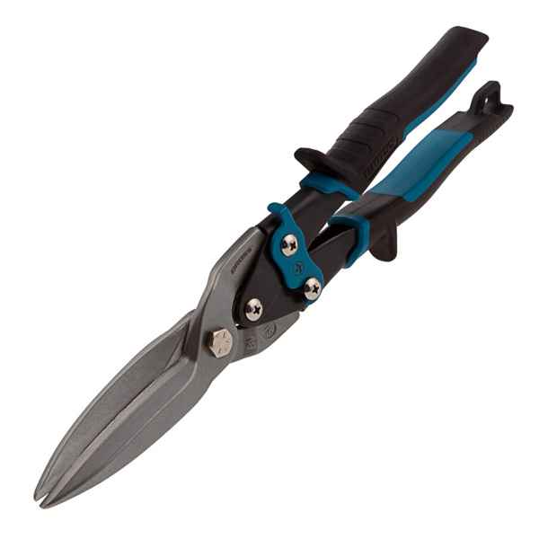 Ножницы по металлу "PIRANHA",270мм,прямой проходной рез,сталь-СrMo,двухкомп.рук-ки //GROSS