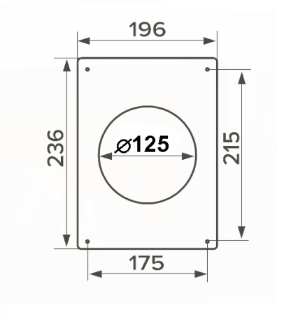 Площадка торцевая пластиковая 205*240 фланец D125 (25 шт)
