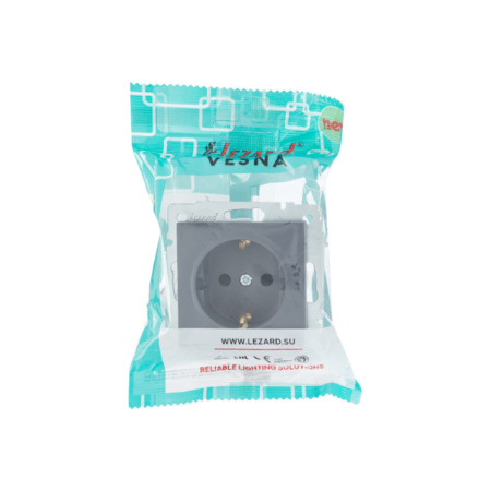 Розетка VESNA 742 3488 124В с защитой от детей бакалит графит (механизм)