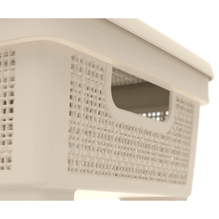 Корзинка для хранения АльтПласт Лён 11л с крышкой, слоновая кость АП 451