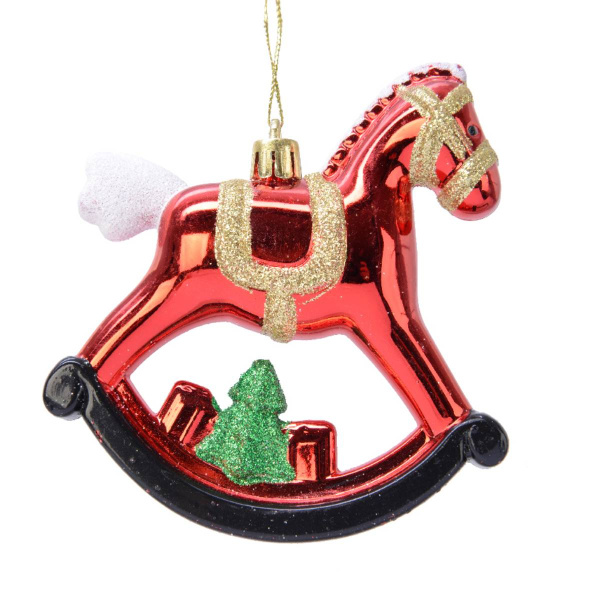 Украшение подвесное Лошадка-качалка 2,7х10х10 см красный 028876 Kmg