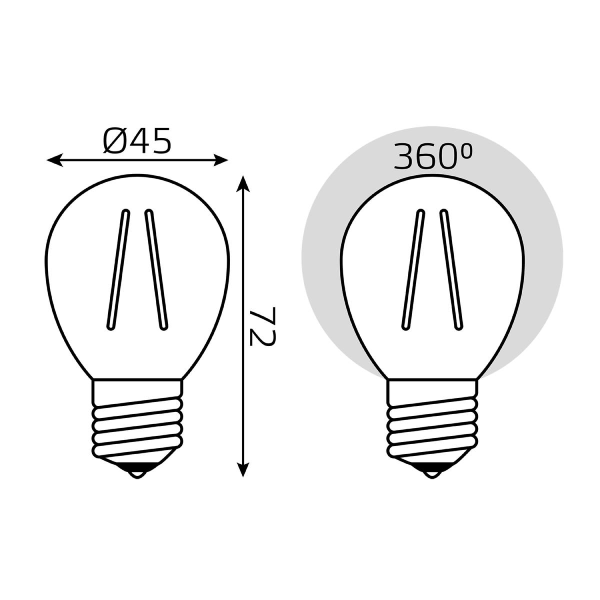 Лампа Gauss LED Filament Шар 5W E27 450 lm 4100K диммир.105802205-D