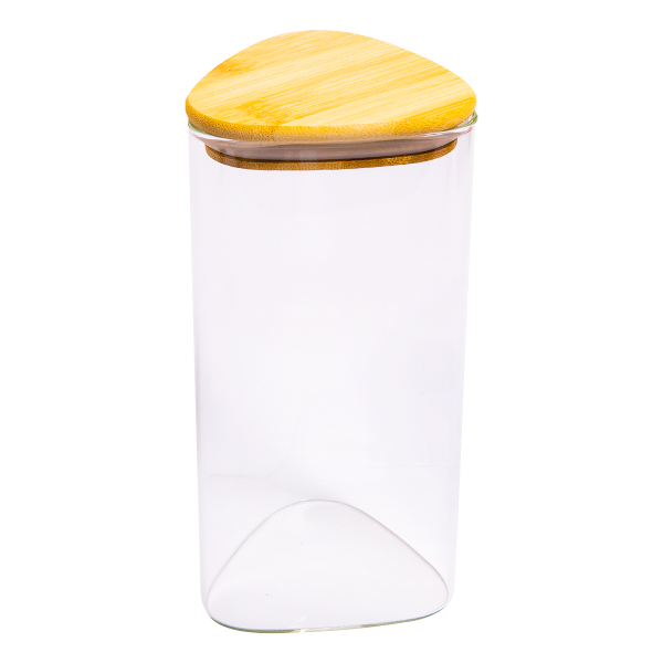 Банка для хранения треугольная 800 мл с бамбуковой крышкой D10 см 5269 PRC