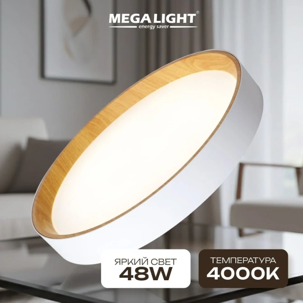 Светильник светодиодный накладной LED ДПО GURU (дерево) 48W 3600Lm d390x75 4000K IP20 MEGALIGHT (6)