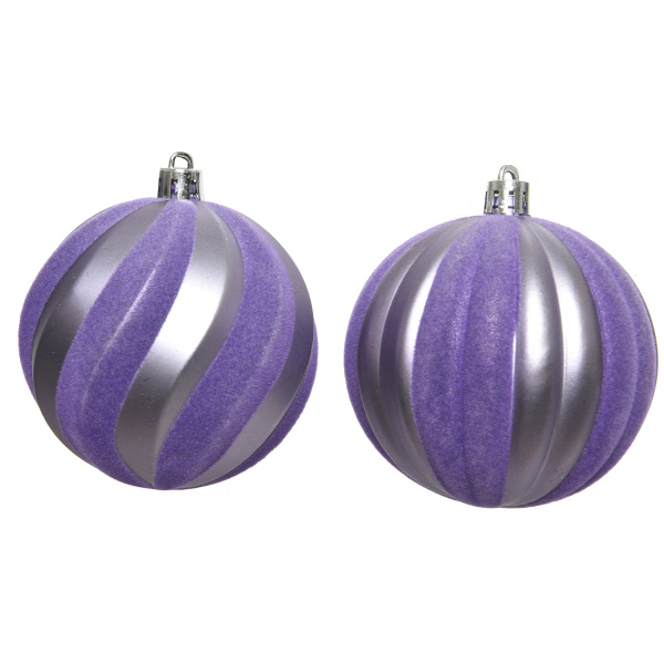 Шар елочный 8 см сиреневый бархат 2 дизайна в ассорт. 021287 Kmg