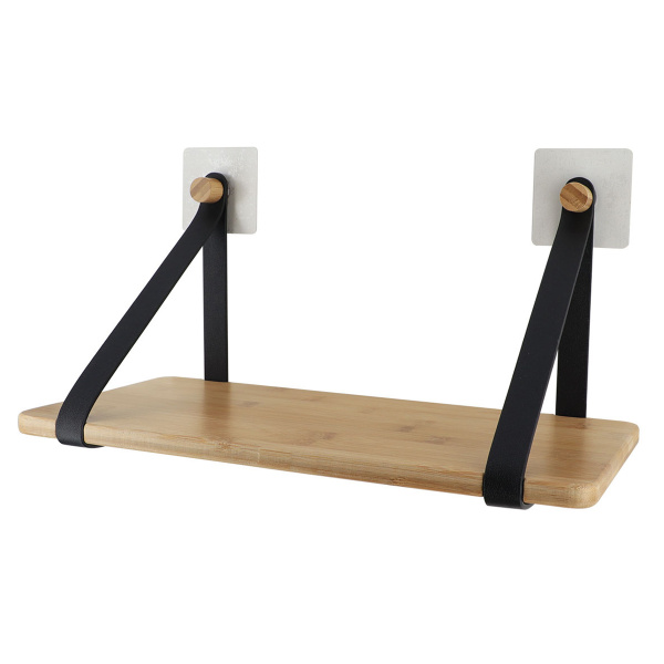 Полка для ванной комнаты Tendance бамбук/экокожа черная 91046103