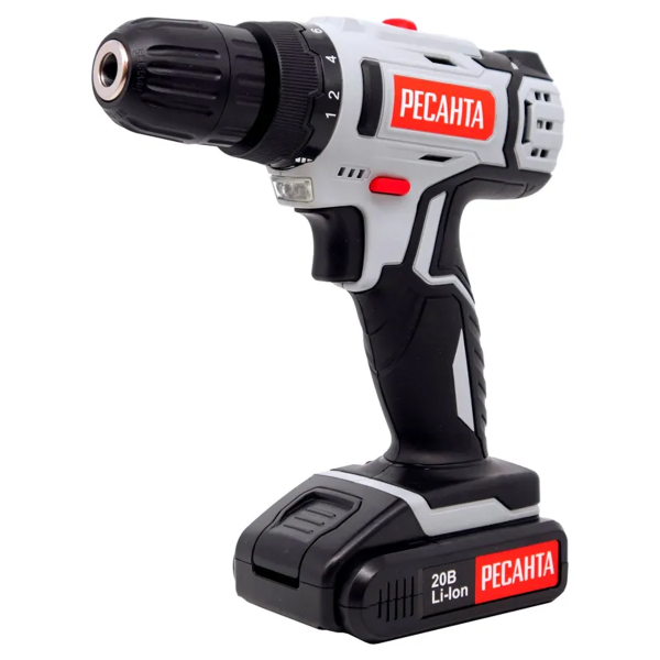 Дрель-шуруповерт аккумуляторная ДА-20-2ЛК-БП (2,0 А/ч) (бесщеточный двигатель,70Hm) Ресанта