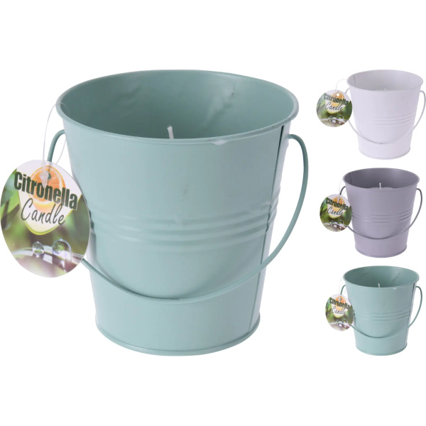 Свеча садовая в мет.горшочке с ароматом цитронеллы 3% (антимоскитная), 3 цвета в ассорт., К