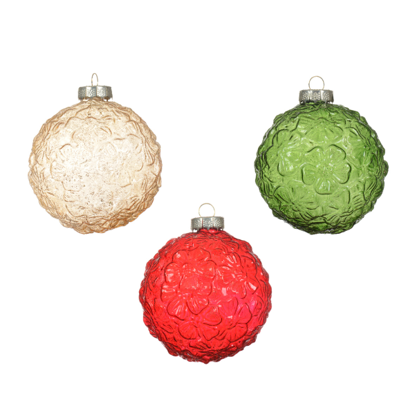 Шар елочный 8 см Kaemingk стеклянный 3 цвета в ассортименте 070756