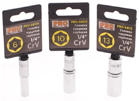 Головка 1/4" 13мм 6гр. глубокая PRO STARTUL (PRO-54113)
