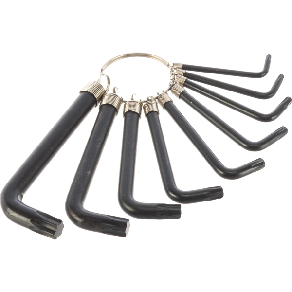 Набор ключей имбусовых TORX  9шт:T10,15,20,25,27,30,40,45,50, оксидированные, на кольце// SPARTA