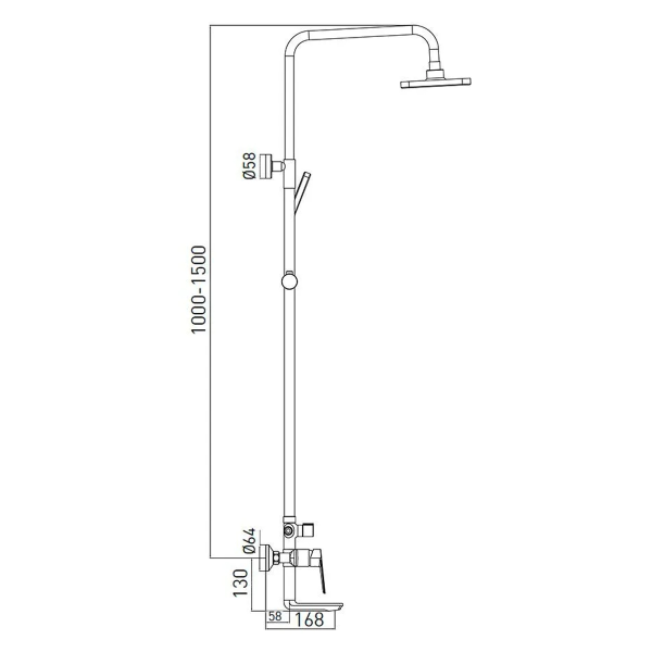 Душевая система со смесителем GROSS AQUA Dyno GA9009SMD07MB