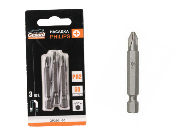 Насадка крестообразная PH2 50мм  3шт GEPARD (GP3501-50)