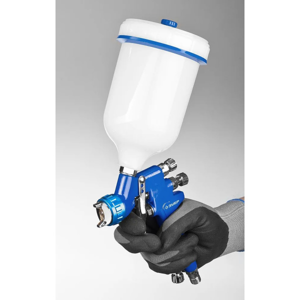 Краскопульт пневматический ЗУБР Профессионал PRO 600M HVLP c верхним бачком, регулятор, 1.4мм