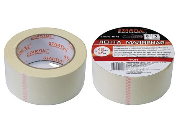 Лента малярная 48ммх45м STARTUL PROFI (ST9043-48-45), белая