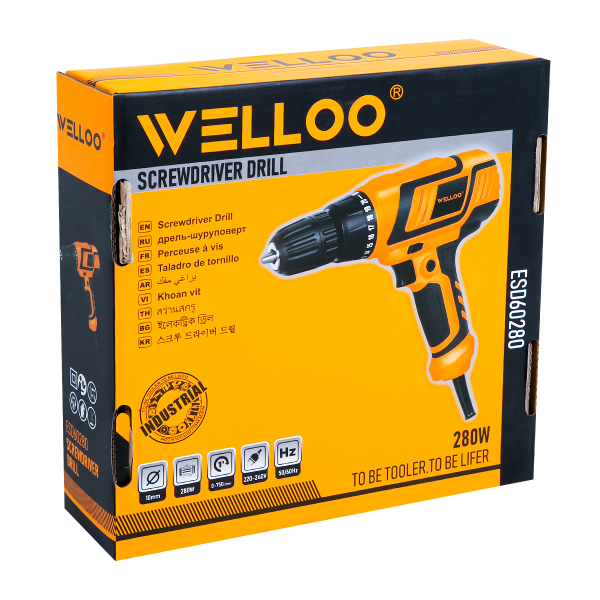 Дрель-шуруповерт электрический WELLOО 280 w 10 мм.