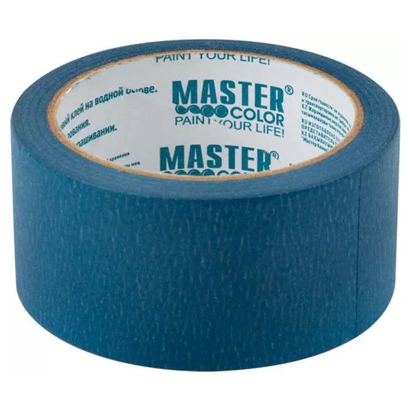 Лента малярная бумажная, синяя, 48 мм x 25 м, термостойкость до 100°C, УФ-стойкость до 14 дней