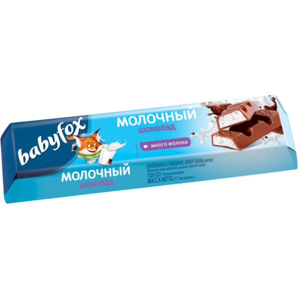 Батончик шоколадный BabyFox с молочной начинкой  45 г