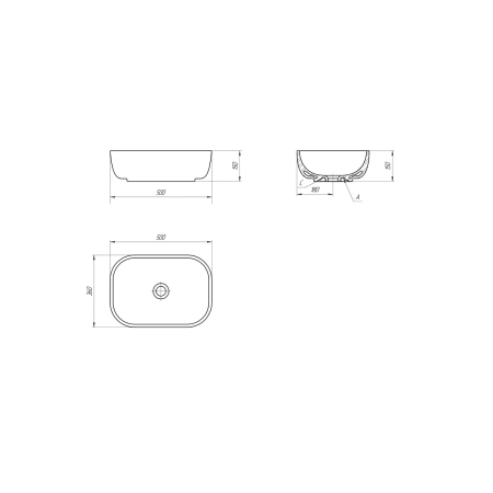 Раковина на столешницу MODUO 50 SQUARE 0 отв.