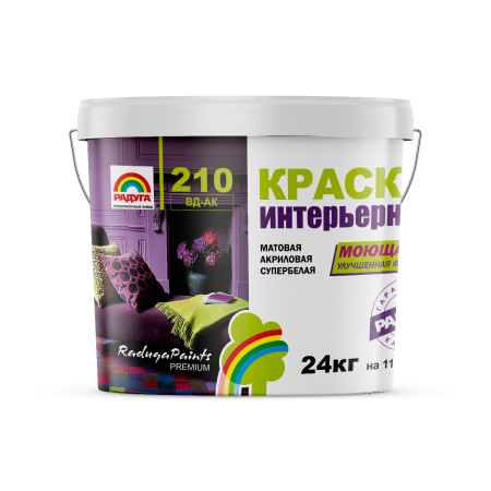 Краска моющаяся "Радуга-210" акриловая 24 кг