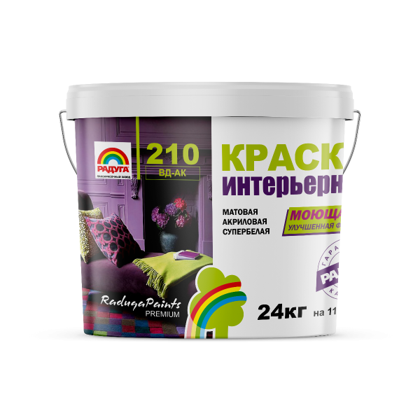 Краска моющаяся "Радуга-210" акриловая 24 кг Краска моющаяся "Радуга-210" акриловая 24 кг