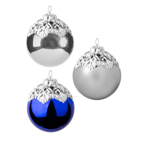 Набор елочных шаров MAGIC TIME Северный Блеск 3 шт D 8 см серебро, синий 89199