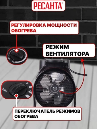 Тепловая электрическая пушка ТЭПК-3300К (керам. нагревательный элемент, круглая), Ресанта