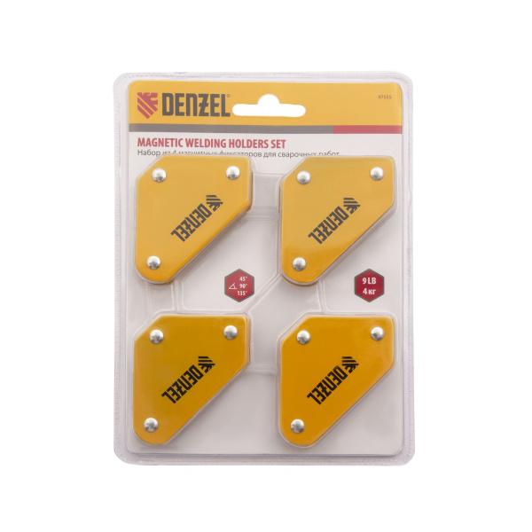 Набор из 4 магнитных фиксаторов для сварочных работ// Denzel