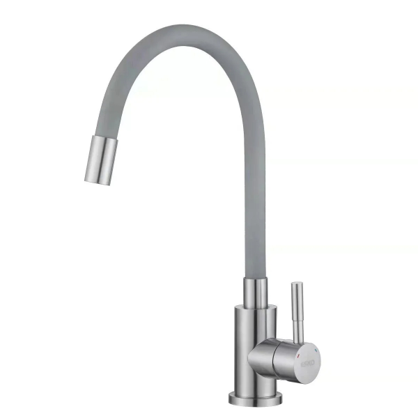 Смеситель д/к  ESKO "Snake" гибкий излив серый, нерж., арт. K44 G