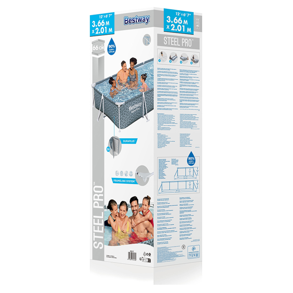 Бассейн каркасный Bestway 3,66x2,01x66 серые листья 561FT