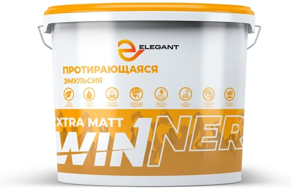 Краска акриловая в/д Elegan Winner extra matt моющая 3кг