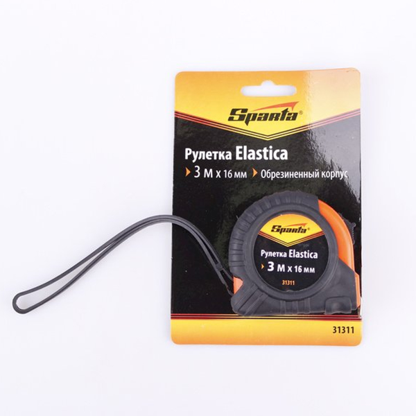 Рулетка SPARTA Elastica, 3 м х 16 мм, обрезиненный корпус