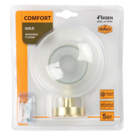 Мыльница стекло FIXSEN "COMFORT GOLD" золото-сатин FX-87008