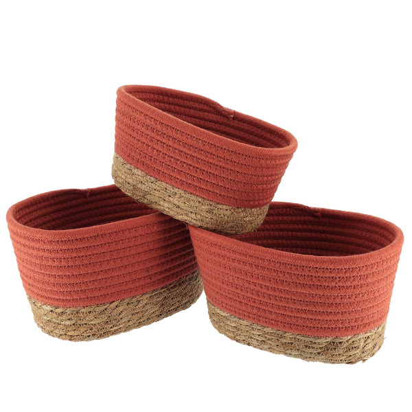Набор из 3-х корзин Tendance терракот/натуральный 84164125