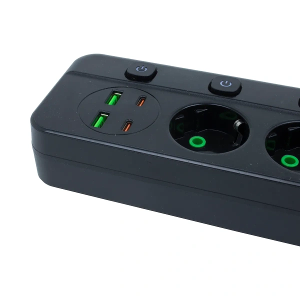 Удлинитель EU-T03PD (2м) европейская вилка (черный)