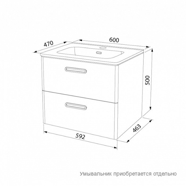 Тумба iddis Brick с умывальником, подвесная арт.BRI60W0i95K 60 см