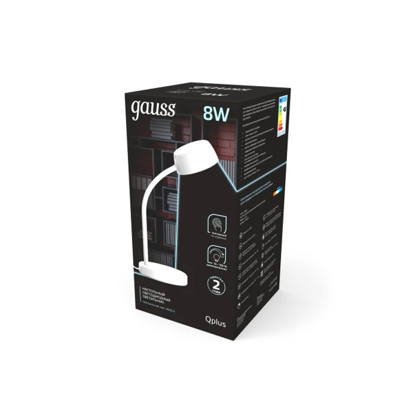 Светильник настольный Gauss Qplus модель GTL603 8W 600lm 4000K 170-265V белый диммируемый LED 1/8
