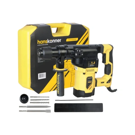 Перфоратор Hanskonner HRH1836RE, 1800Вт, 36мм, 3 реж, 7Дж, 0-890 об/мин, вертикал. 4м каб. кейс