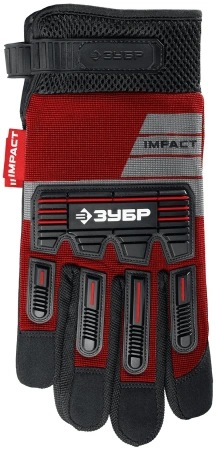 Перчатки ЗУБР IMPACT р.XL, красные, профессиональные комбинированные , антивибрационные, противоудар